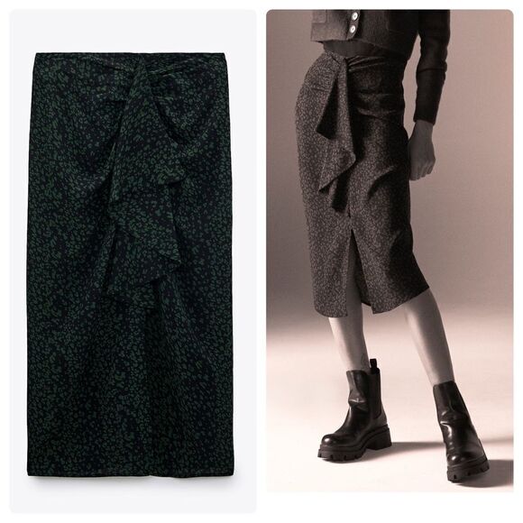 Zara Midi Skirt Printed New - Picture 1 of 5
